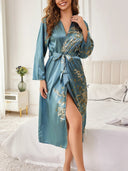 Women's Floral Print Dressing Gown Robe 0