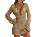 Hollow Knit V-Neck Mini Dress 0
