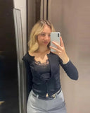 Ada top with panels and lace trim 5