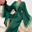 Women's Long Lace Dressing Gown Robe 11