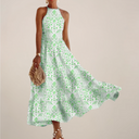 Women’s Printed Halter Neck Maxi Dress – A-Line Flowy Summer Dress 2