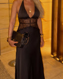 Astrid satin lace waist backless dress 6