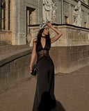 Astrid satin lace waist backless dress 10
