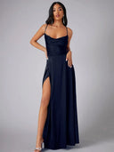 Spaghetti Strap Evening Maxi Dress with High Slit 8