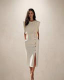 Odessa Modern Midi Dress with Button Detail