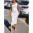 One-Shoulder Asymmetric Midi Dress 0