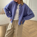 Freya Knitted Cardigan with Fuzzy Texture 3
