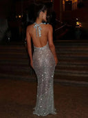Sparkle Sequin Halter Party Maxi Dress 2
