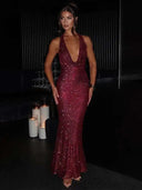 Sparkle Sequin Halter Party Maxi Dress 3