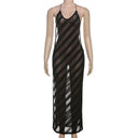 Sheer Mesh Halter Open Back Maxi Dress 3