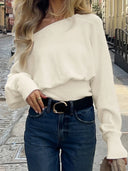 Aubrey Fitted Off-Shoulder Knit Sweater 1