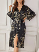 Women's Floral Print Dressing Gown Robe 5