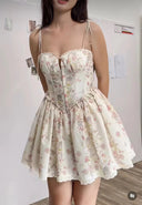 Lace Stitching Tie-Waist Mini Dress 1