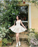 Lace Stitching Tie-Waist Mini Dress 3
