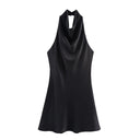 Colleen Satin Halter Draped Mini Dress 1