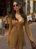 Hollow Knit V-Neck Mini Dress 3
