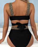 Elegant Golden Cross Straps High-Waisted Bikini 4