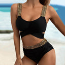 Elegant Golden Cross Straps High-Waisted Bikini 3