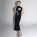 Backless Feather Embellished Midi Dress 2