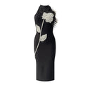 Backless Feather Embellished Midi Dress 4