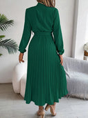 Women’s Long-Sleeve Pleated Midi Dress With Belted Waist 3