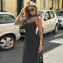 Vintage Polka Dot V-Neck Maxi Dress 0