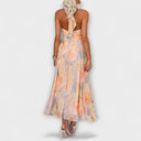 Women’s Flowy Halter Neck Backless Maxi Dress – Watercolour Print 1