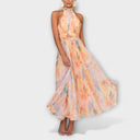Women’s Flowy Halter Neck Backless Maxi Dress – Watercolour Print 2