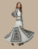 Women’s Pleated Maxi Evening Dress – High Neck Long Sleeve Formal Gown 0