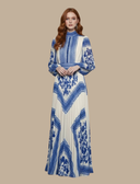 Women’s Pleated Maxi Evening Dress – High Neck Long Sleeve Formal Gown 2