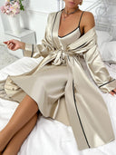 2-Piece Pyjama Set with Long Sleeve Robe and Slip Dress 1