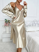 2-Piece Pyjama Set with Long Sleeve Robe and Slip Dress 3