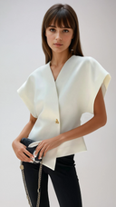 Trendy V-Neck Button Down Blouse 1