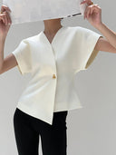Trendy V-Neck Button Down Blouse 3