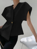 Trendy V-Neck Button Down Blouse 5