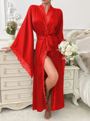 Women's Long Lace Dressing Gown Robe 1