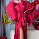 Women's Long Lace Dressing Gown Robe 8