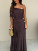 Off Shoulder Chiffon Maxi Dress 5