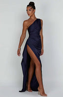 Women’s Asymmetric Evening Maxi Dress – Elegant Gown with High Split 0