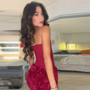 Red Strapless Backless Mini Party Dress 3