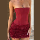 Red Strapless Backless Mini Party Dress 6