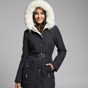 Women’s Winter Parka – Faux Fur Hood and Belted Design 1