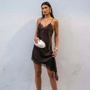 Lace Satin Backless Mini Dress 4