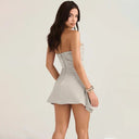 Short Satin Strapless Party Mini Dress 6