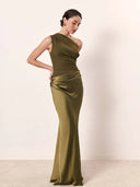 Sophia | One-Shoulder Satin Maxi Dress 3