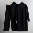 Women’s Three-Piece Lounge Set – Ribbed Knit Top, Wide-Leg Trousers & Longline Cardigan 4