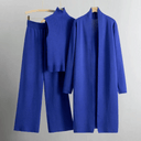 Women’s Three-Piece Lounge Set – Ribbed Knit Top, Wide-Leg Trousers & Longline Cardigan 5