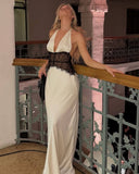Astrid satin lace waist backless dress 2