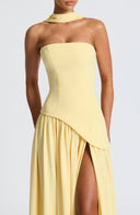 Women's Strapless Maxi Dress with High Slit and Asymmetric Waist 3