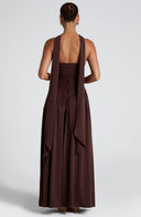 Women's Strapless Maxi Dress with High Slit and Asymmetric Waist 6